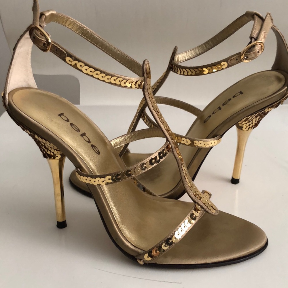 bebe Gold Sequins Stilettos